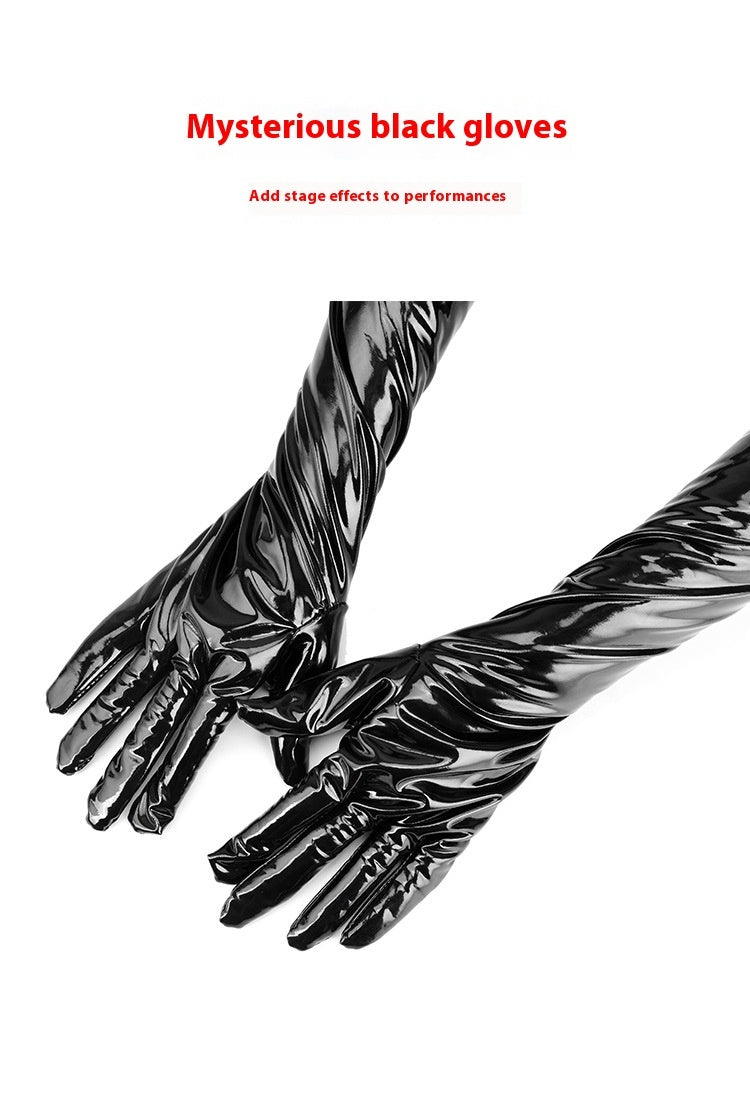 Sexy Long Latex Black Gloves