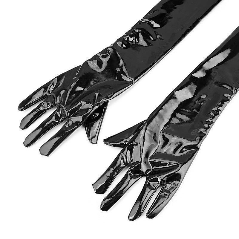 Sexy Long Latex Black Gloves