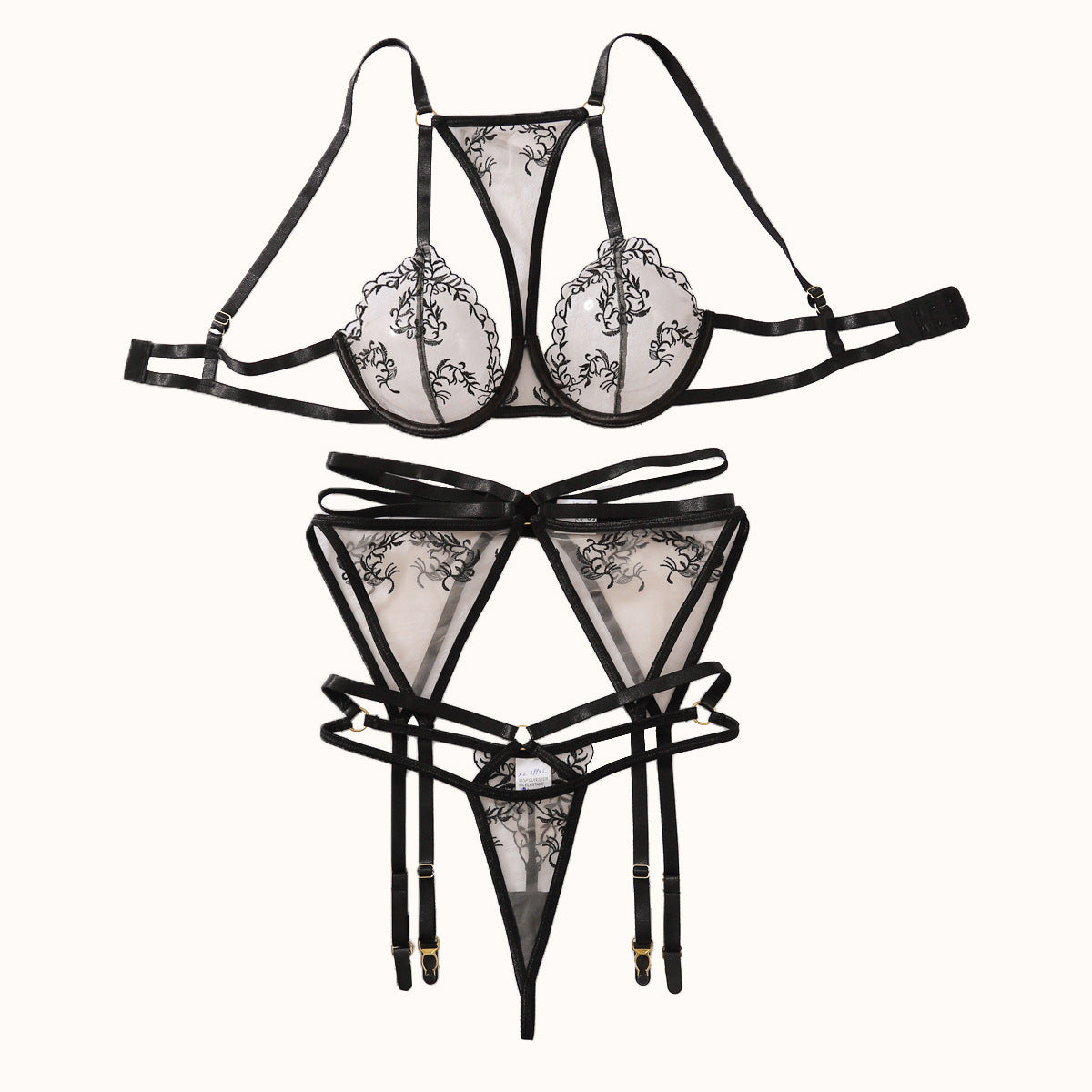 Ensemble de lingerie trois pièces en dentelle dos nu LUXXX