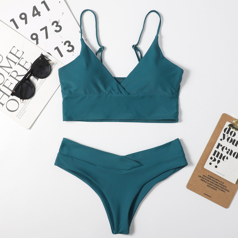 Bikini triangle multicolore taille haute