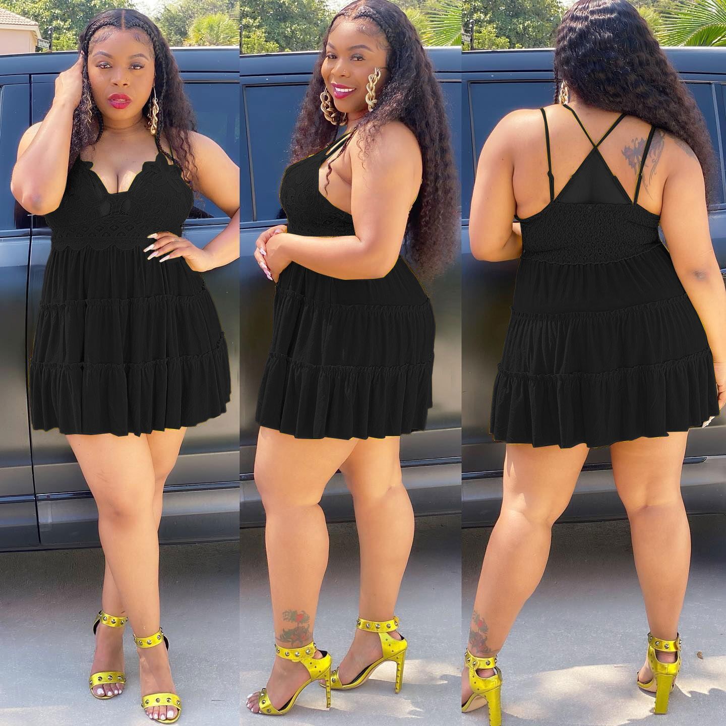 Robe en dentelle grande taille avec cache-cœur