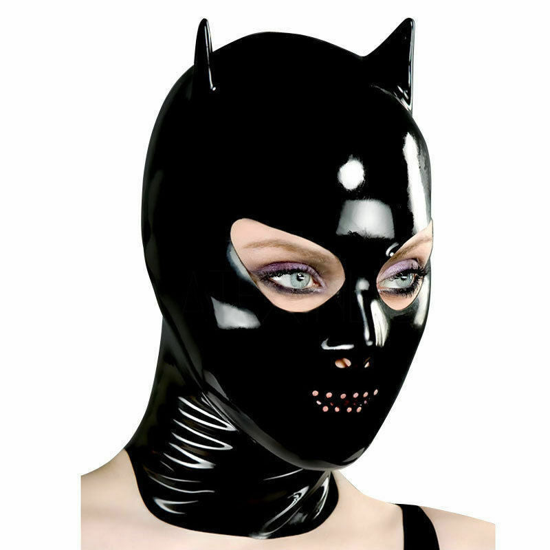 Masque à capuche en latex avec fermeture éclair pour cosplay