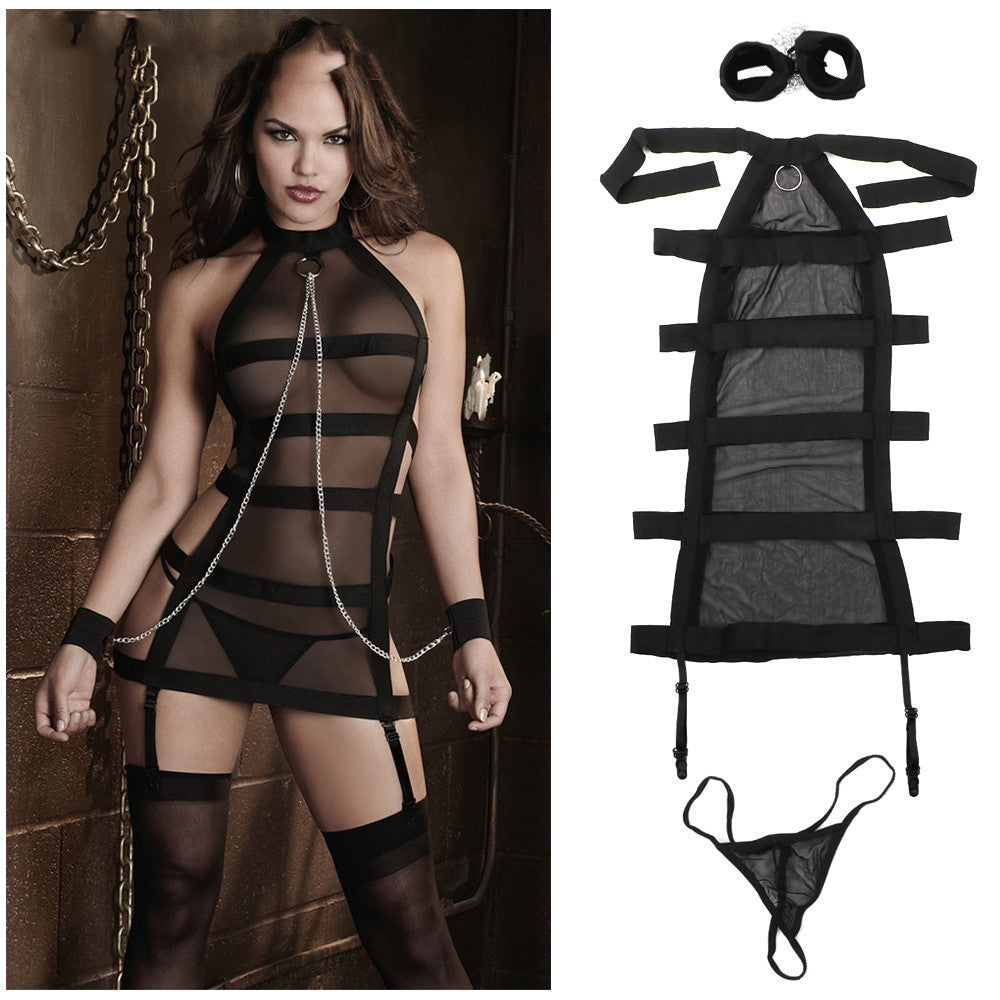 LUXXX All Black Woven and Strapped Neglige