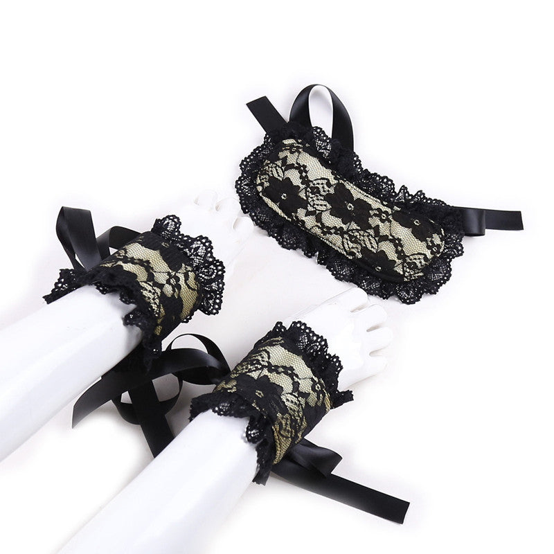 Lace Blindfold And Handcuffs Three-piece Set