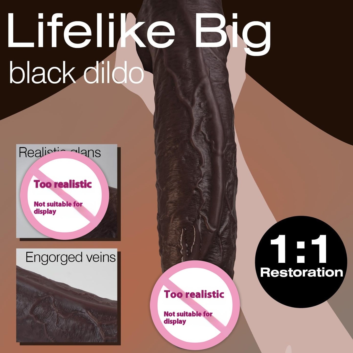 Black Double Layers Silicone Dildo