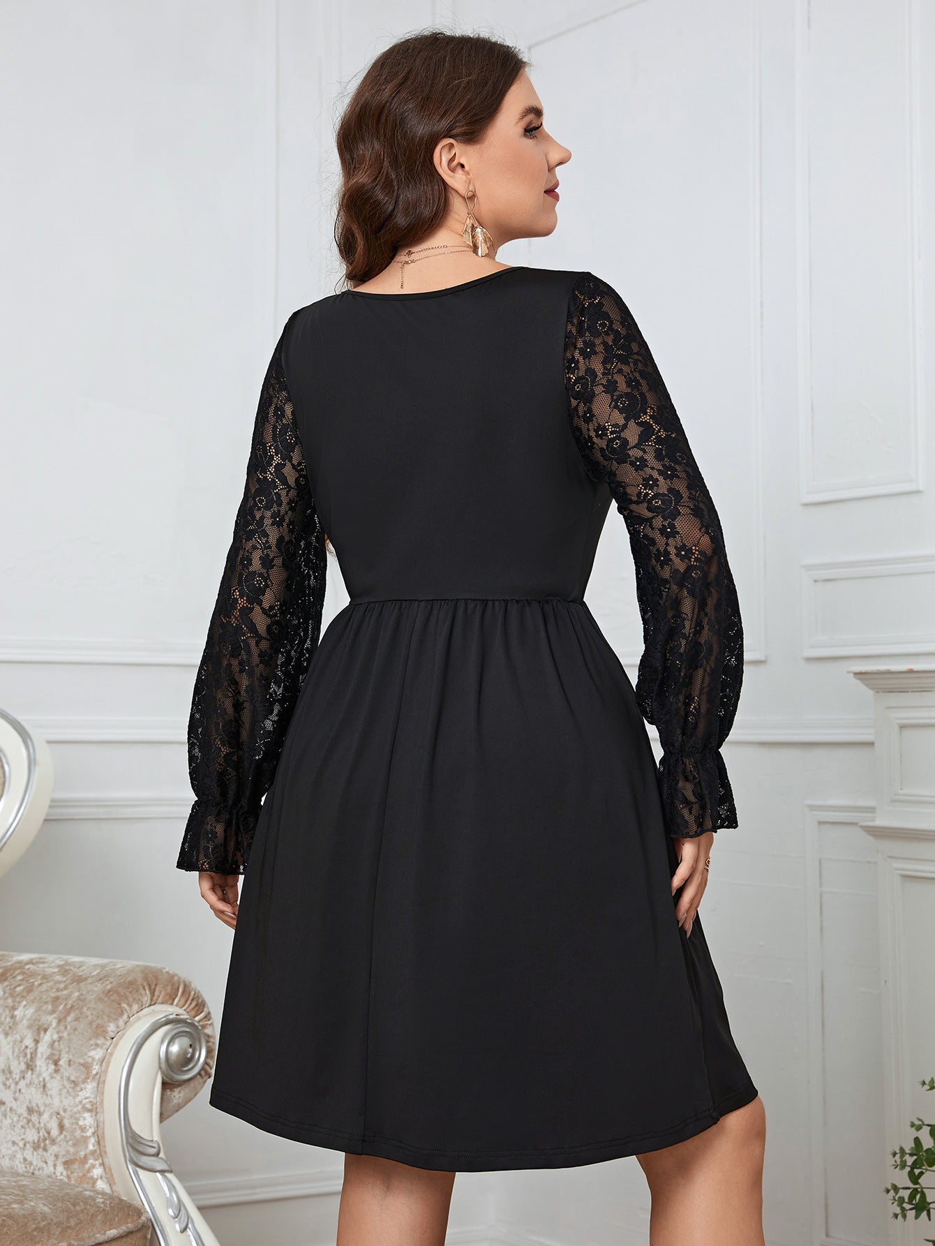 Plus Size Dress with Sexy Long Sleeve