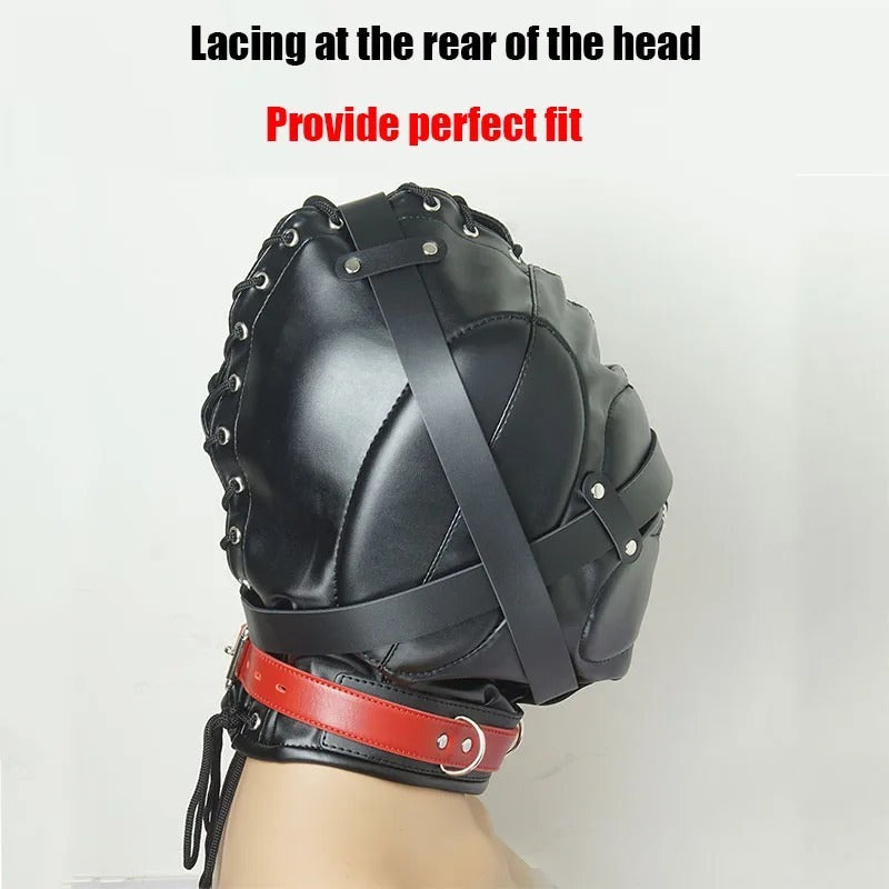 Le Black Soft Pu Thickened Reinforced Fully Enclosed All-inclusive Headgear Punishment