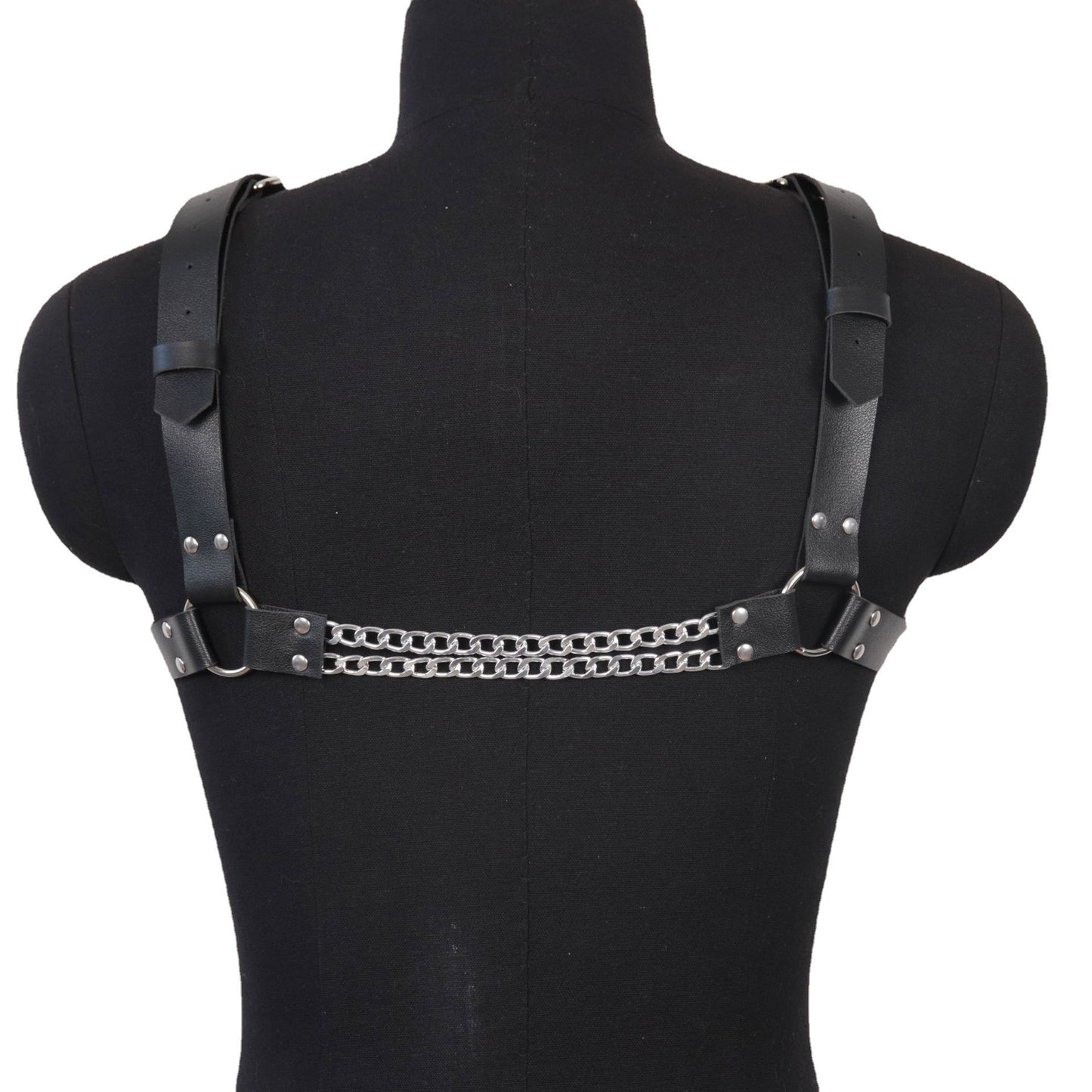 Men's Body Bondage And Discipline Leather Chain Strap