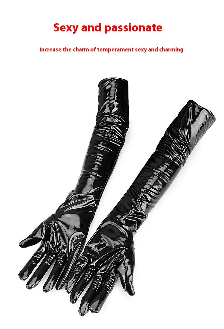 Sexy Long Latex Black Gloves