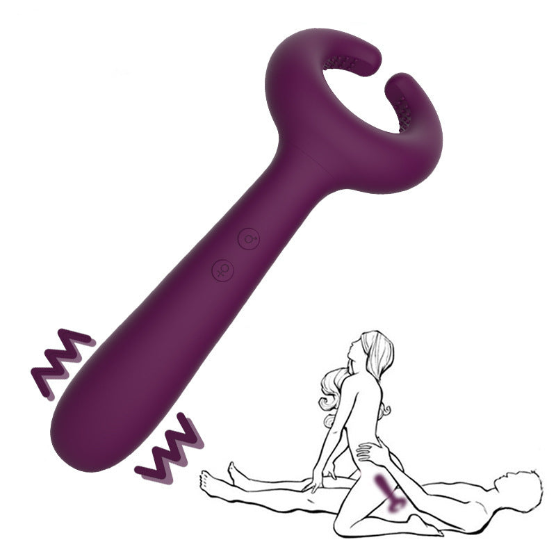 Massage à double tête et anneau vibrant