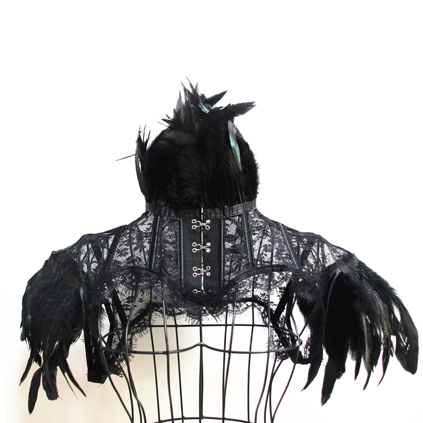 Cape et châle en dentelle et plumes pour cosplay