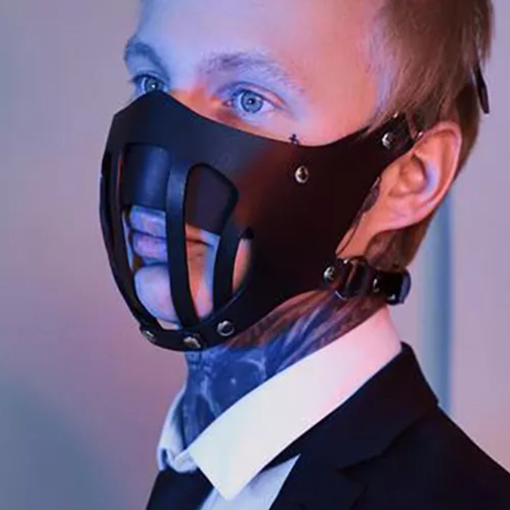 Slashed Opening Black Mask