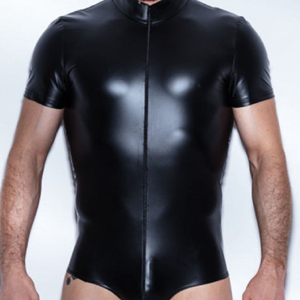 LUXXX Black Patent Leather Zipped Jumpsuit