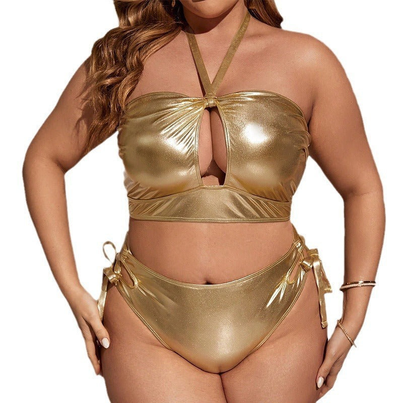 Maillot de bain grande taille à licou et à fente