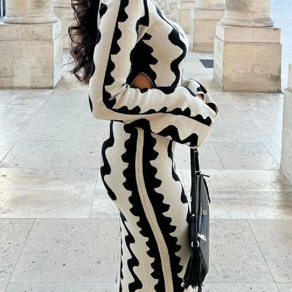 Robe à motif ondulé pour femme