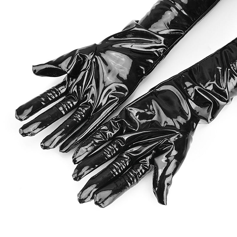 Sexy Long Latex Black Gloves