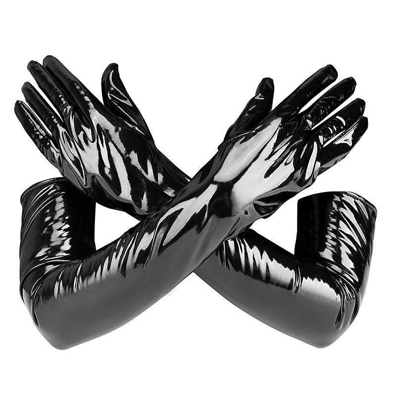 Sexy Long Latex Black Gloves