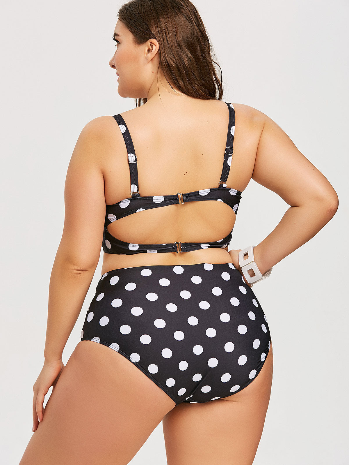 Haut de bikini taille haute à pois rétro Bas de maillot de bain rembourré grande taille