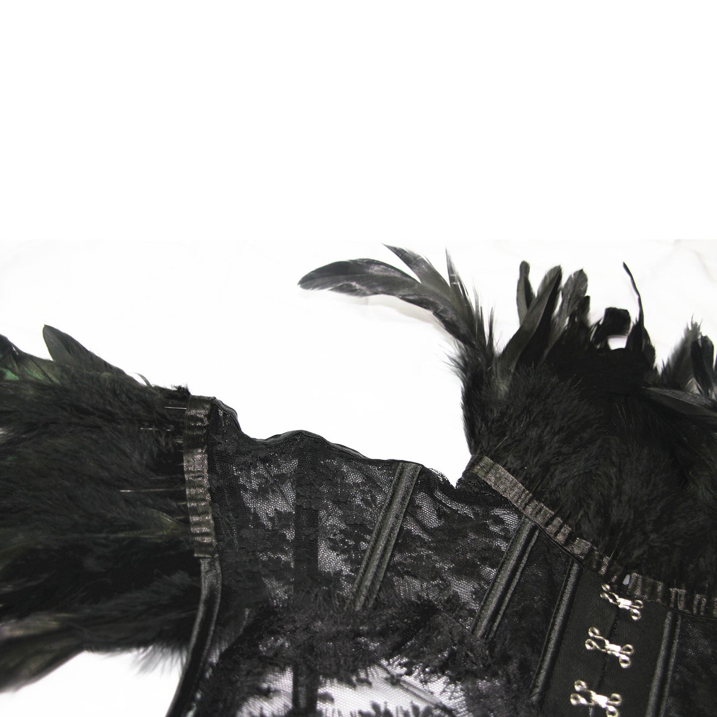 Cape et châle en dentelle et plumes pour cosplay