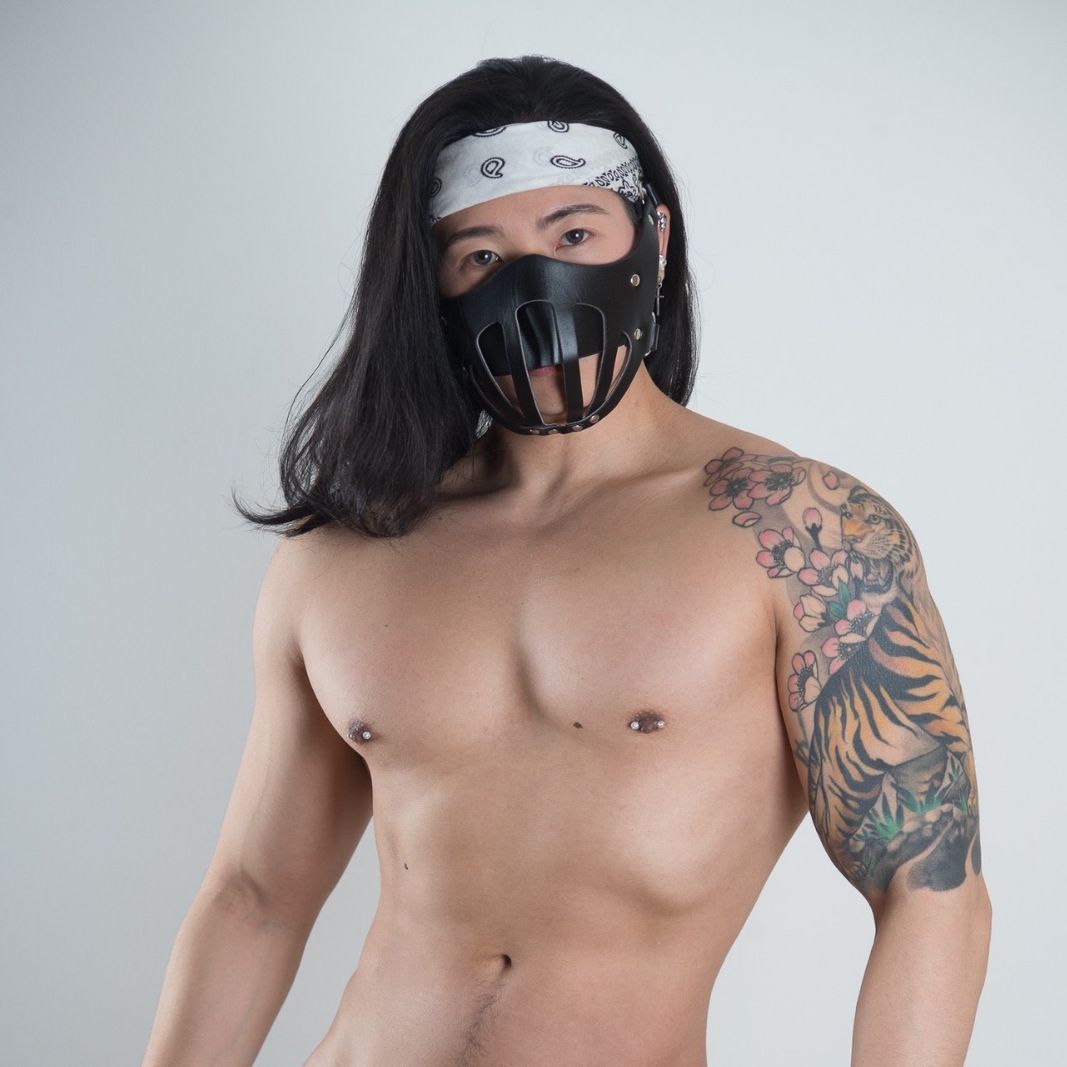 Slashed Opening Black Mask