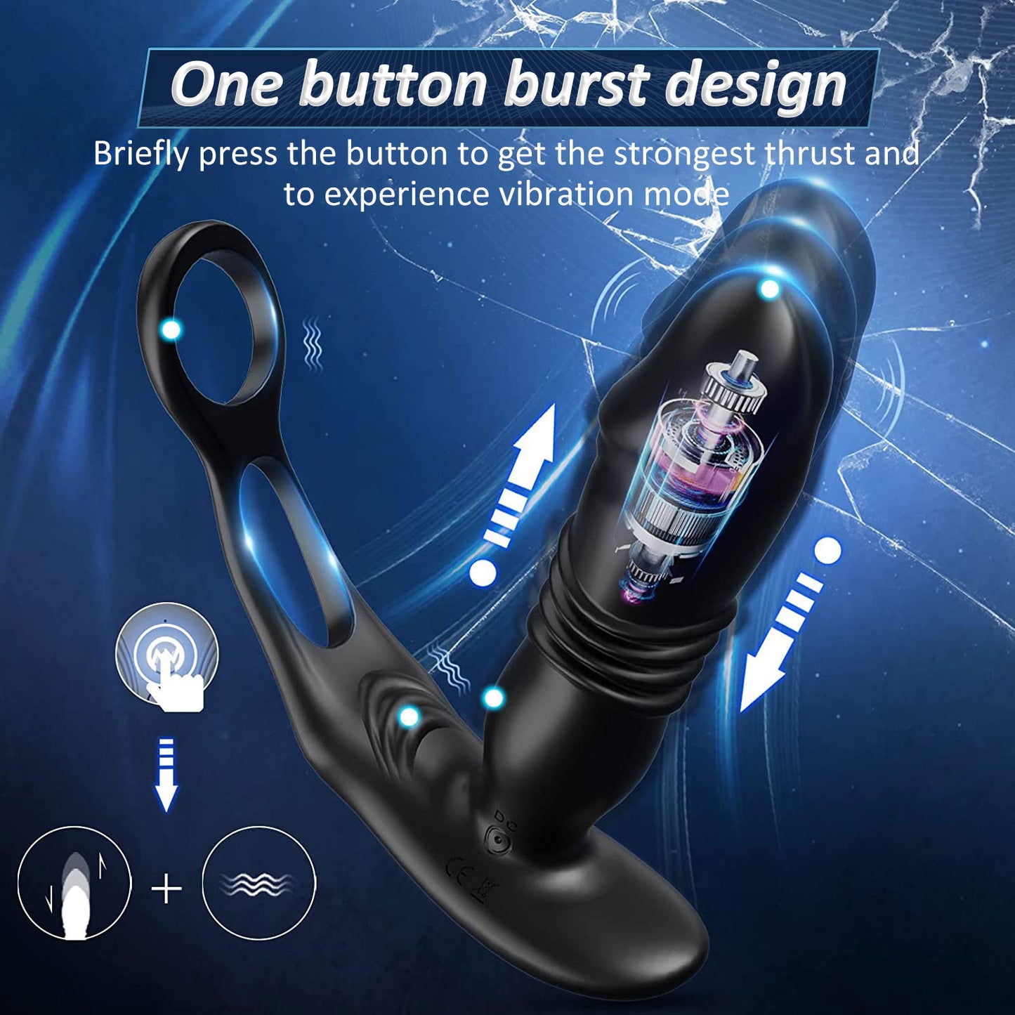 Remote Control Double Ring Telescopic Plug Prostate Massager