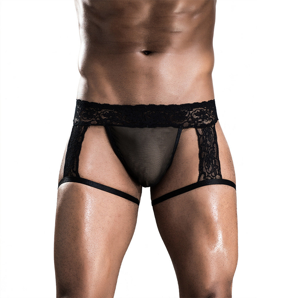 Sous-vêtements sexy transparents pour hommes LUXXX Short avec bordure en dentelle