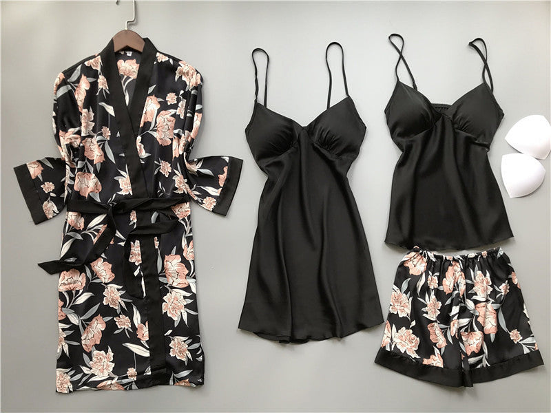 LUXXX four-piece Night Gown with long sleeve robe