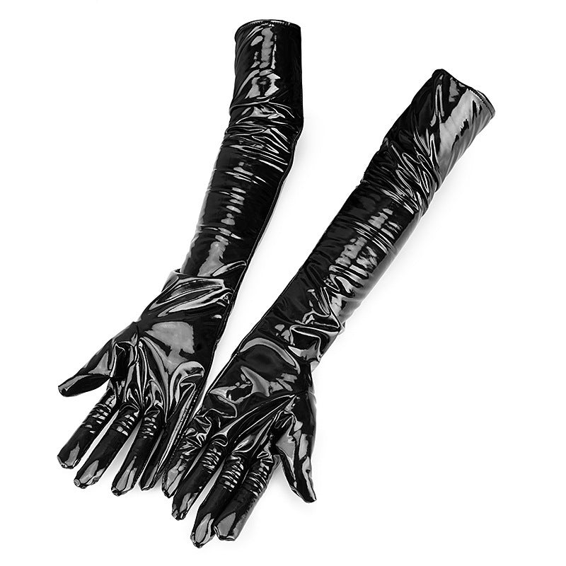 Sexy Long Latex Black Gloves