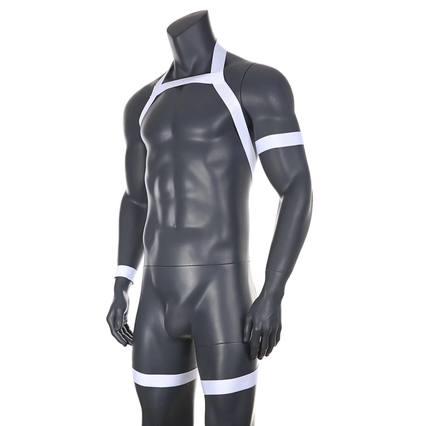 Harnais de poitrine élastique pour hommes avec col licou Lingerie sexy de bondage