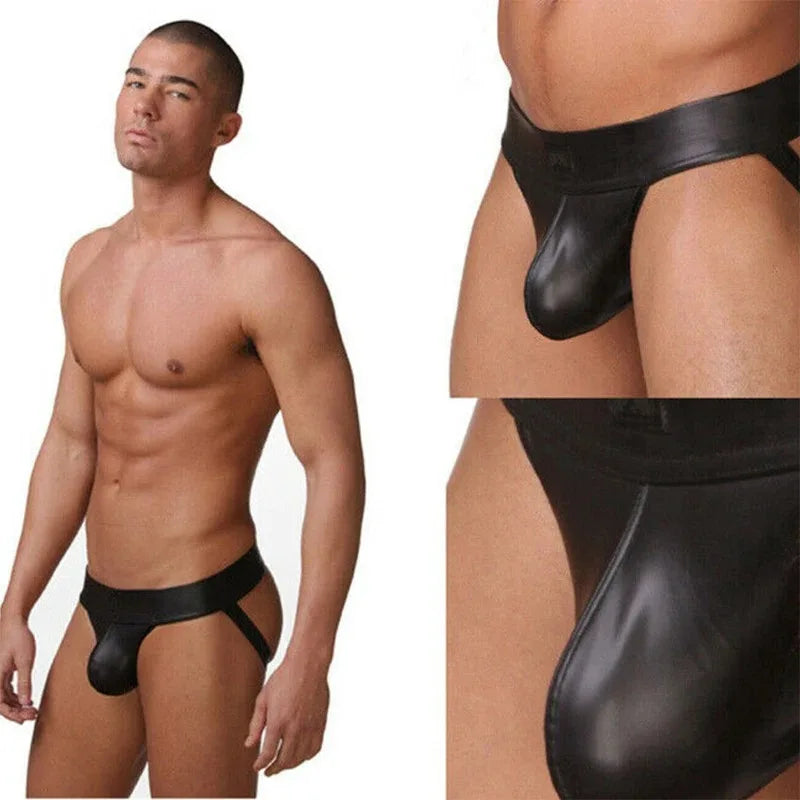 Jockstrap en similicuir pour homme