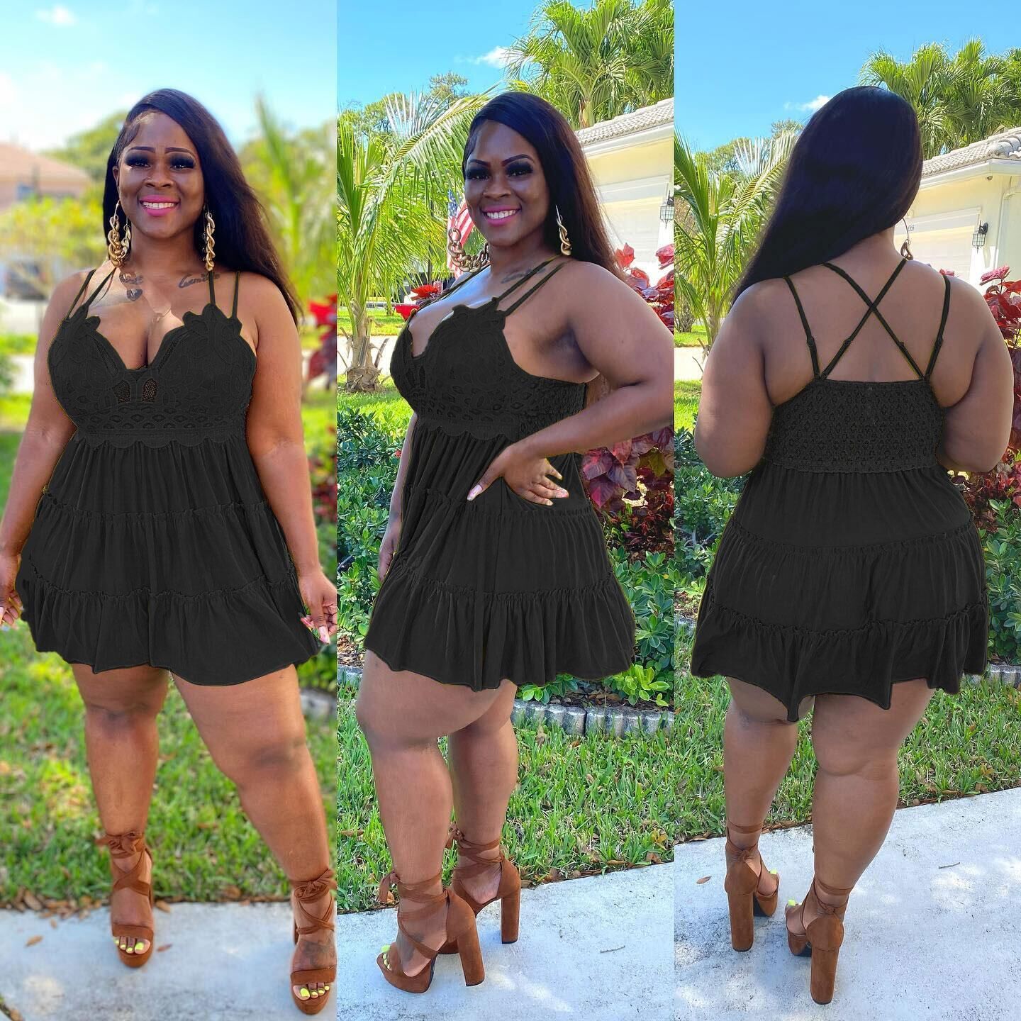 Robe en dentelle grande taille avec cache-cœur