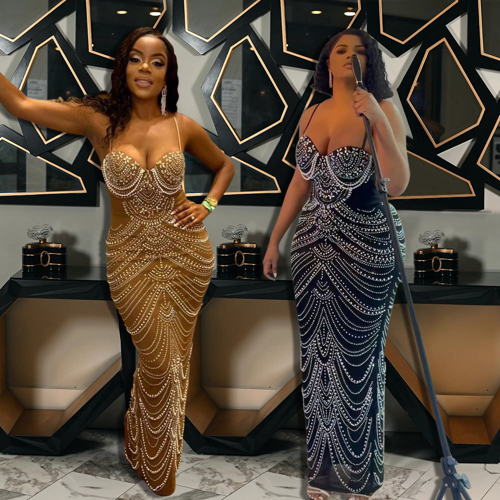 Robe de soirée sexy à perles