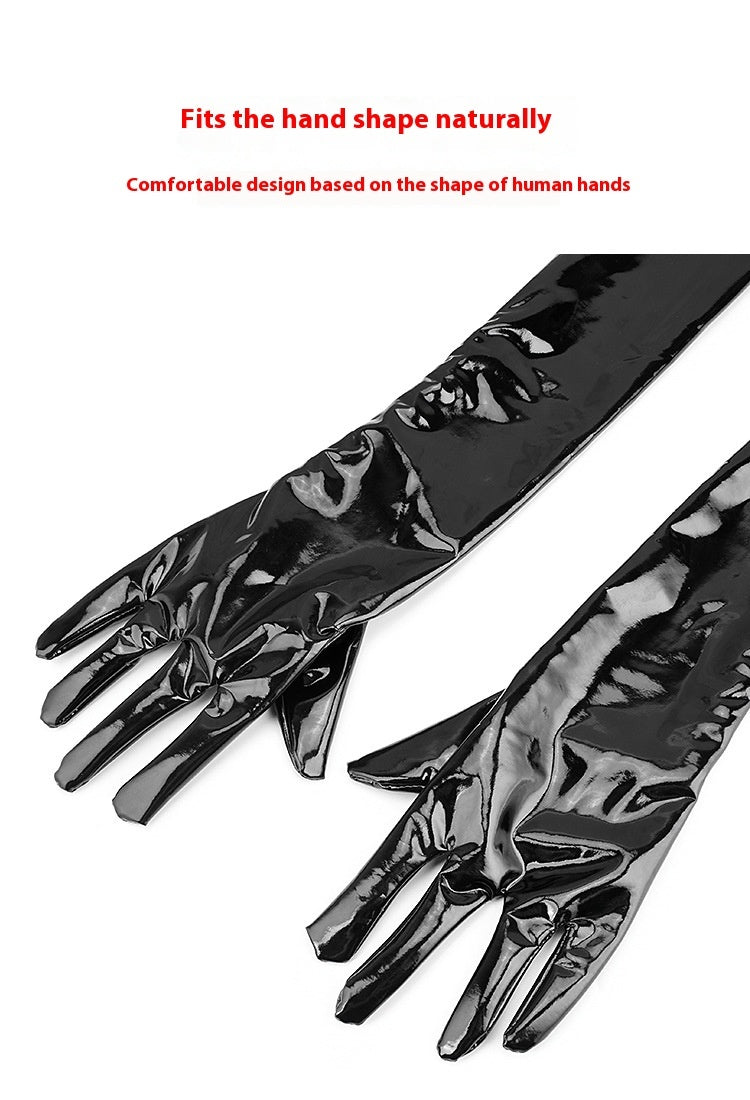 Sexy Long Latex Black Gloves