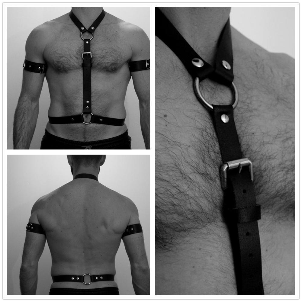 Bandoulières en cuir noir pour hommes