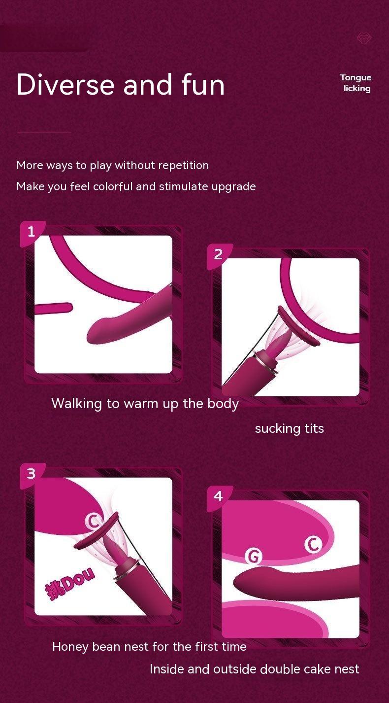 Double The Trouble Tongue Licking Vibrator & Teasing Masturbating Device