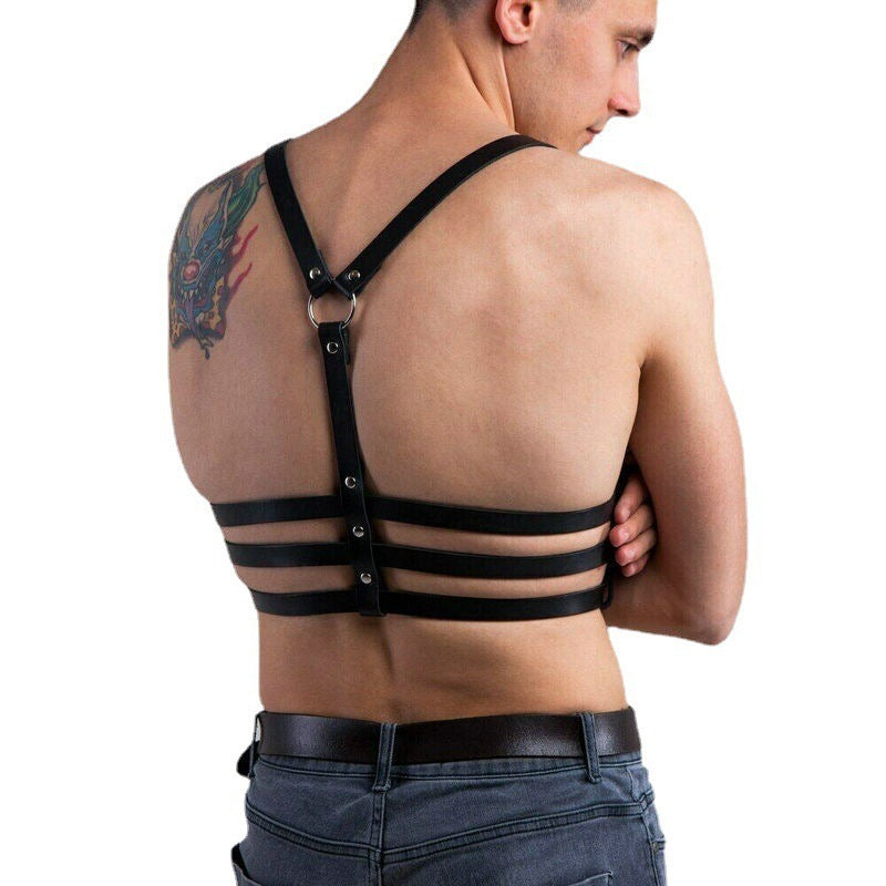 Men's Leather Shapewear Body Strap Suspenders