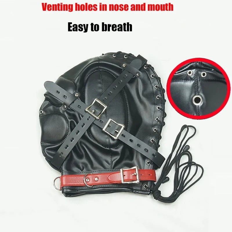 Le Black Soft Pu Thickened Reinforced Fully Enclosed All-inclusive Headgear Punishment