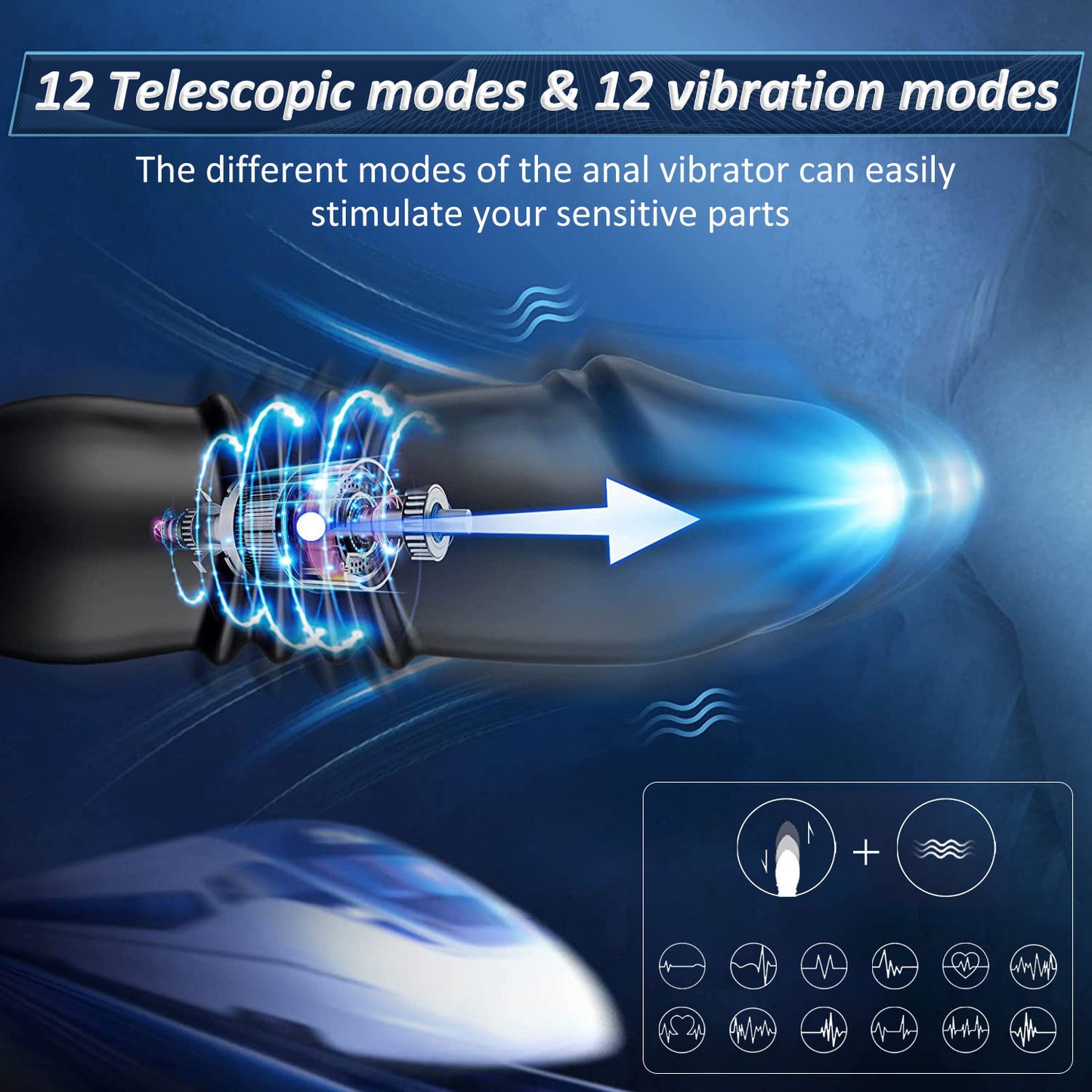 Remote Control Double Ring Telescopic Plug Prostate Massager