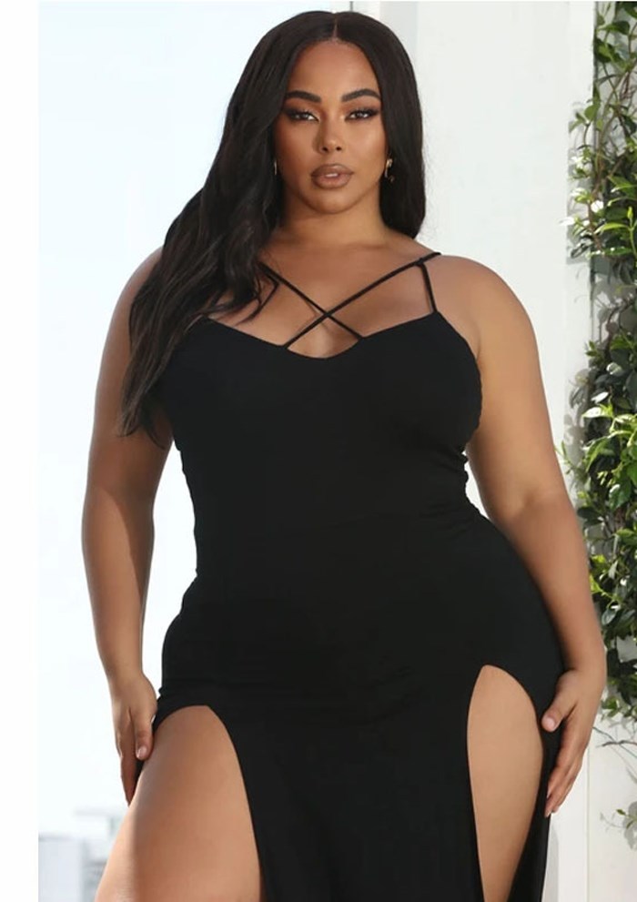 Robe à fente haute pour femmes de grande taille