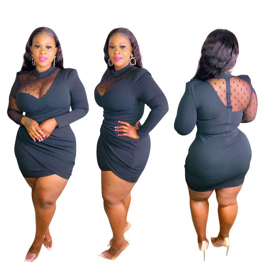 Haut transparent à col mi-haut grande taille