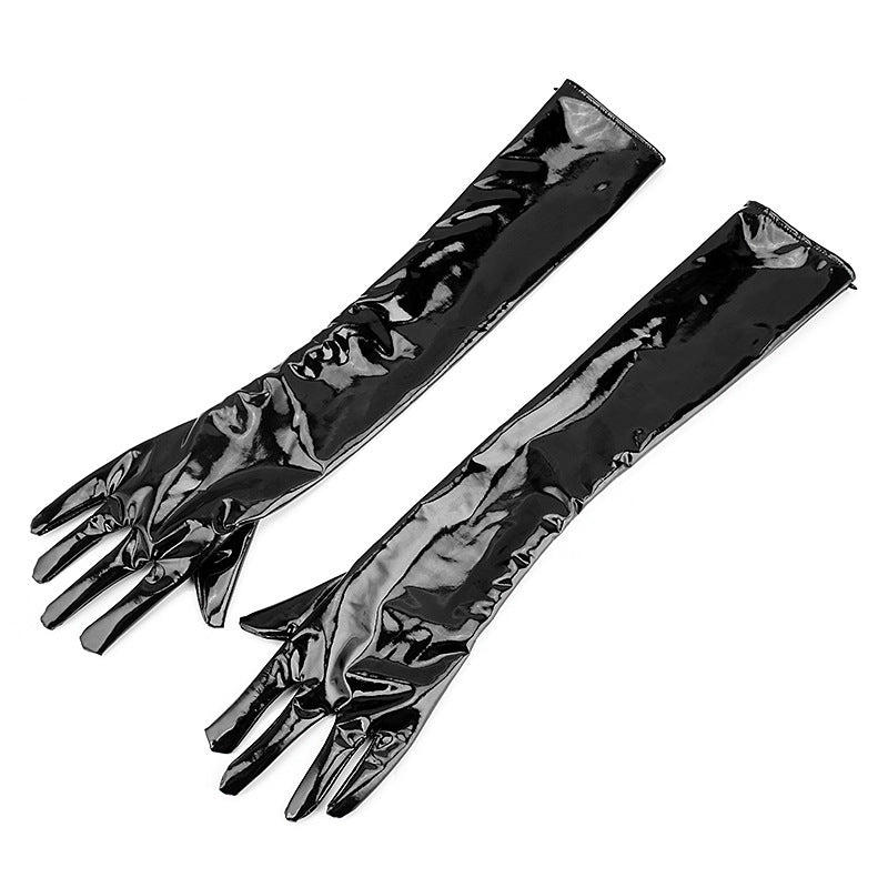 Sexy Long Latex Black Gloves