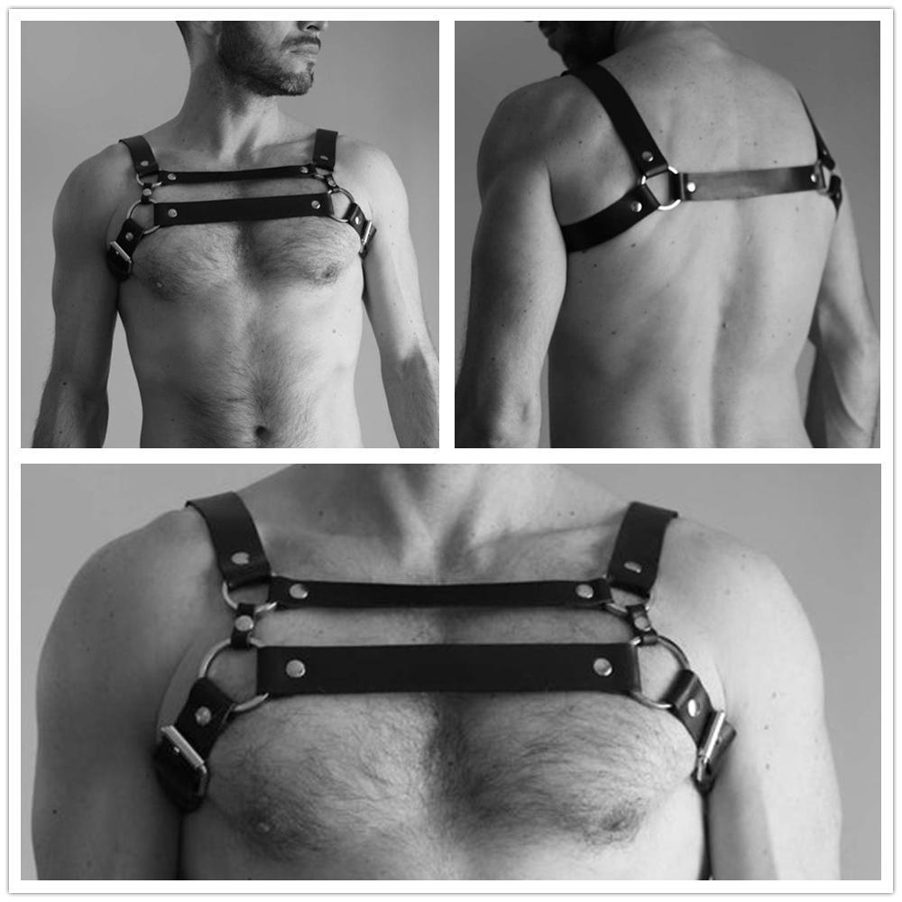 Bandoulières en cuir noir pour hommes