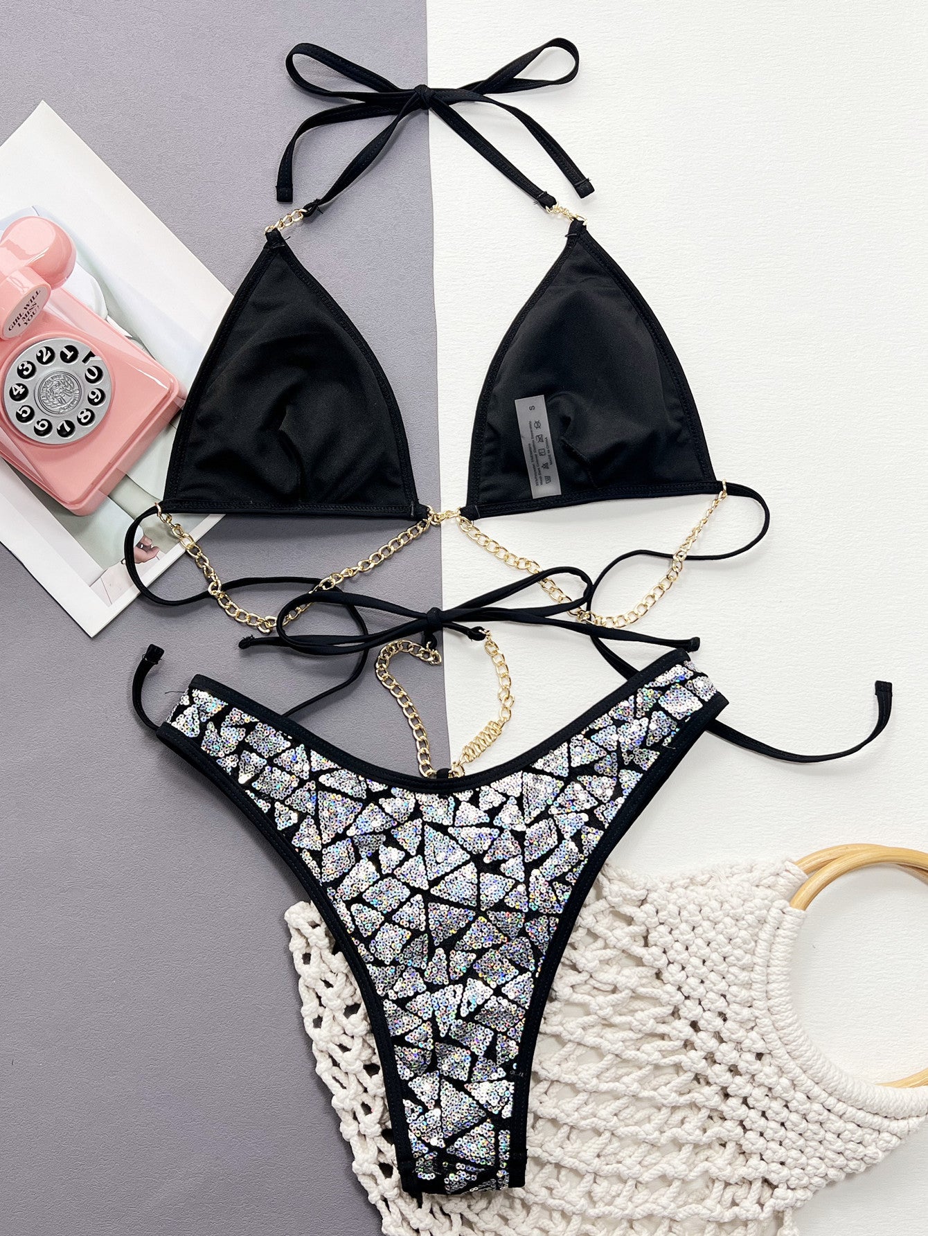 Maillot de bain à chaîne en fer Flash pour femme