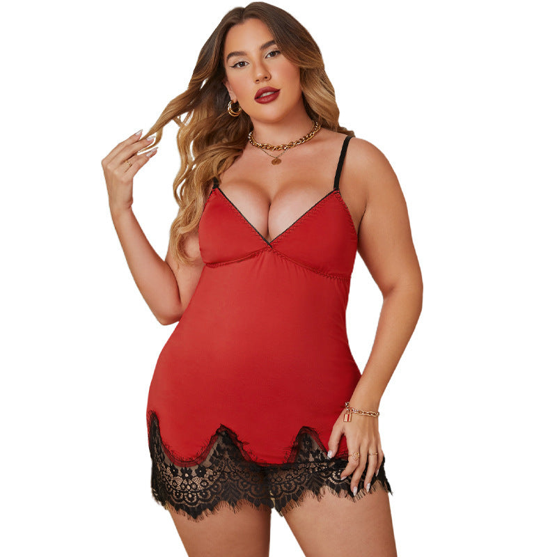 Lingerie sexy en dentelle transparente pour femmes rondes