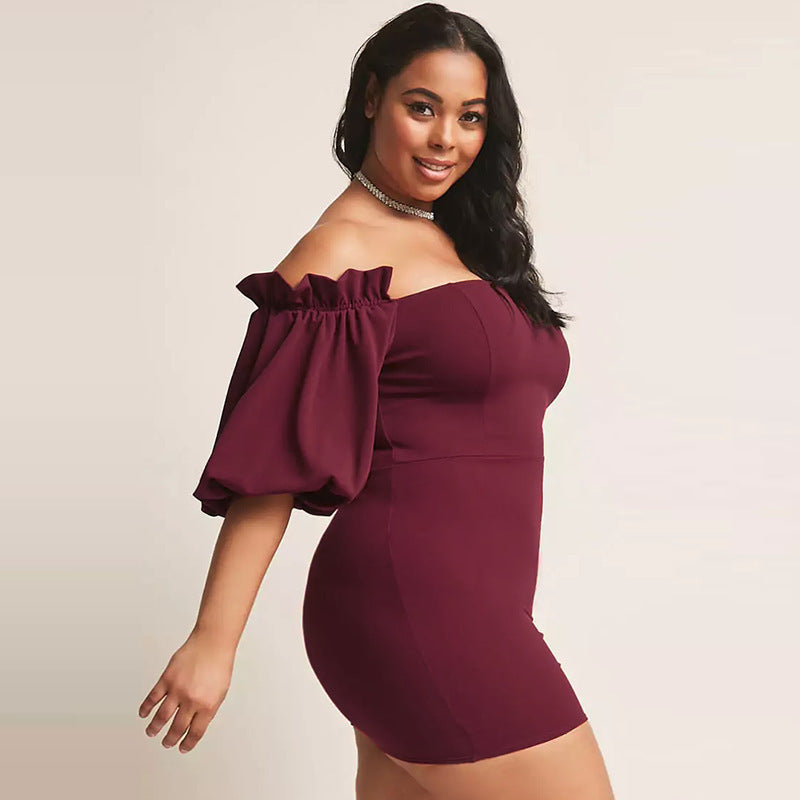 Robe sexy grande taille à manches dénudées