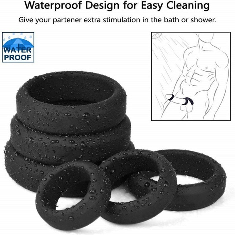 Ensemble de 6 anneaux en silicone pour scrotum et bondage pour hommes