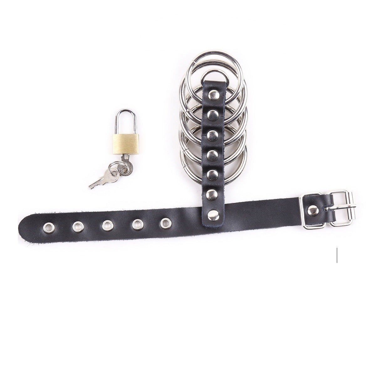 JJ Ring Bird Cage Genuine Leather Horseshoe Ring