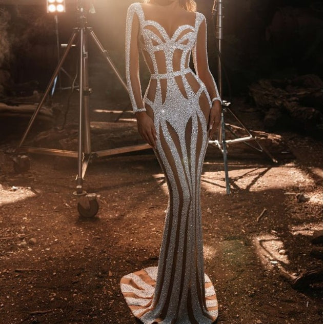 Robe de soirée sirène à paillettes