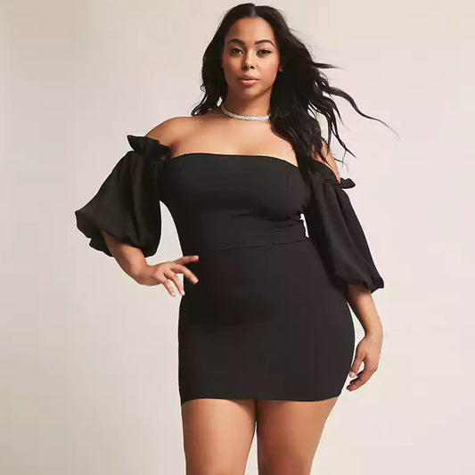 Sexy Off Shoulder Sleeves Plus Size Dress