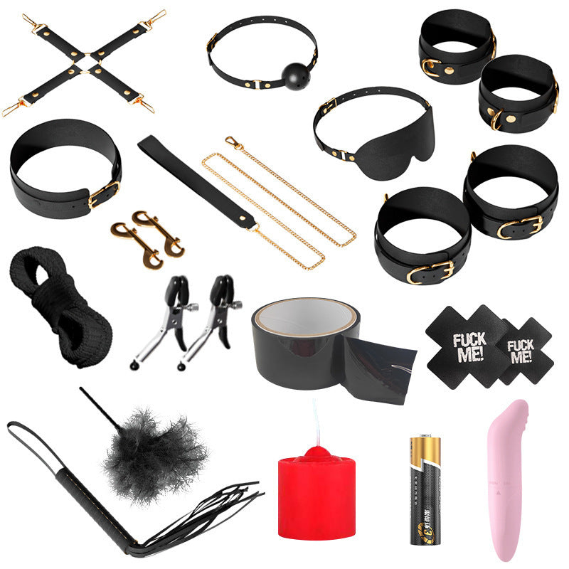 Ensemble de bondage haut de gamme VIPXXX Pince à tétons, menottes, fouet, chaînes et plus